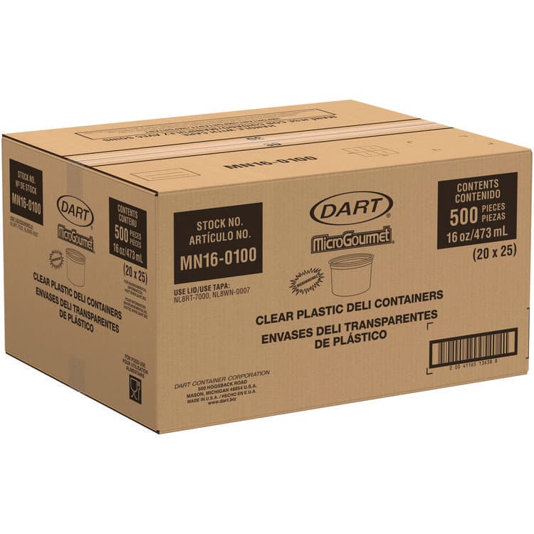 DART MicroGourmet Food Container, 16 oz, Translucent, Plastic, 50/Pack, 10 Packs/Carton (DCCMN160100) thumbnail 4