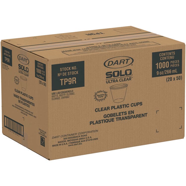 DART Ultra Clear PET Cups, Squat, 9 oz, Plastic, 50/Bag, 20 Bags/Carton (DCCTP9R) thumbnail 4