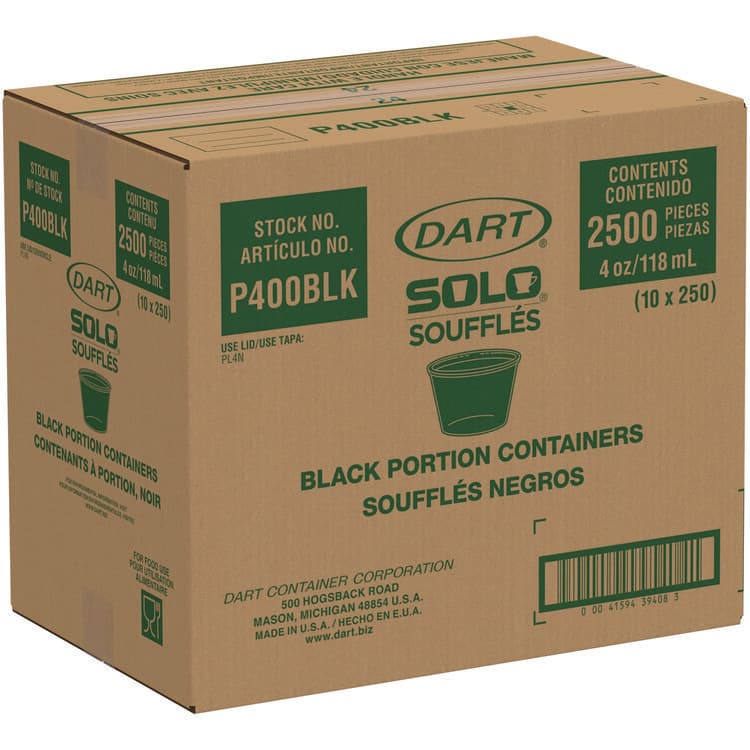 DART Polystyrene Portion Cups, 4 oz, Plastic, Black, 250/Bag, 10 Bags/Carton (DCCP400BLK) thumbnail 4