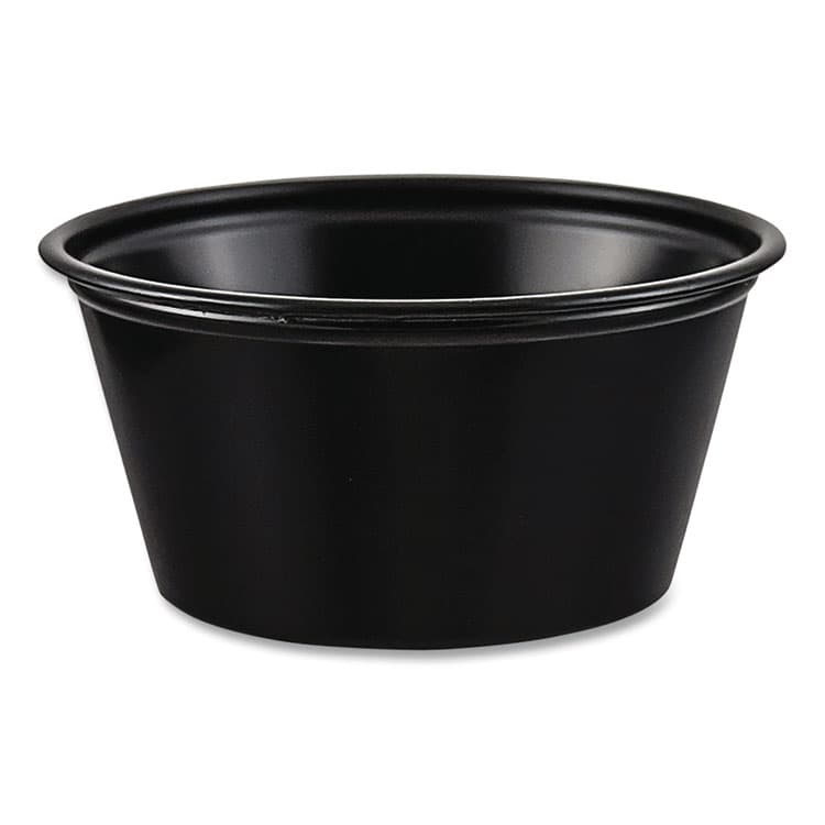 DART Polystyrene Portion Cups, 2 oz, Plastic, Black, 250/Bag, 10 Bags/Carton (DCCP200BLK)