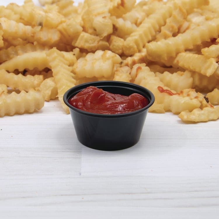 DART Polystyrene Portion Cups, 3.25 oz, Plastic, Black, 250/Bag, 10 Bags/Carton (DCCP325BLK) thumbnail 4