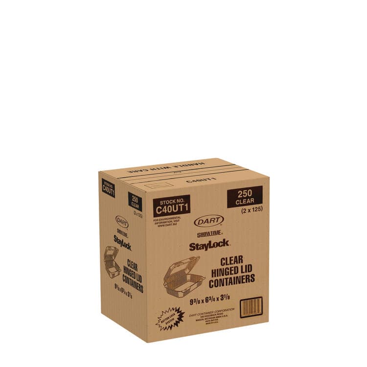DART StayLock Clear Hinged Lid Containers, Oblong, 6.81 x 9.4 x 3.1, Plastic, 125/Bag, 2/Carton (DCCC40UT1) thumbnail 4