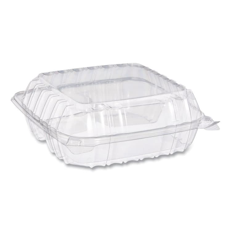 DART ClearSeal Hinged-Lid Plastic Containers, 8.25 x 8.25 x 3, Clear, Plastic, 125/Pack, 2 Packs/Carton (DCCC90PST3)