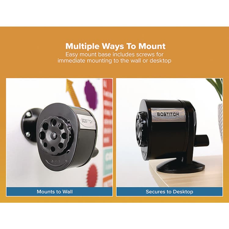 STANLEY BOSTITCH Metal Manual Pencil Sharpener, Manually-Powered, 5.44" x 2.69" x 4.33", Black (BOSMPS1BLK) thumbnail 2