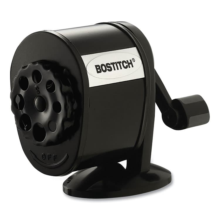 STANLEY BOSTITCH Metal Manual Pencil Sharpener, Manually-Powered, 5.44" x 2.69" x 4.33", Black (BOSMPS1BLK)