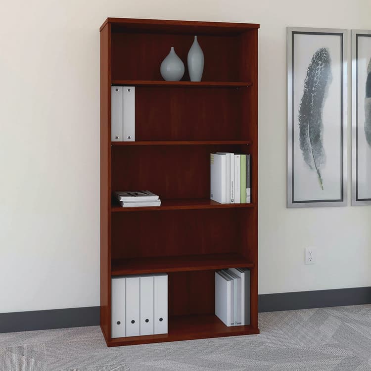 BUSH INDUSTRIES Series C Collection Bookcase, Five-Shelf, 35.63w x 15.38d x 72.78h, Hansen Cherry (BSHWC24414) thumbnail 3