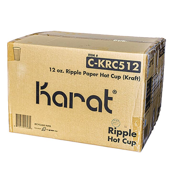 KARAT BY LOLLICUP Ripple Hot Cups, 12 oz, Paper, Kraft/White, 500/Carton (KRTCKRC512) thumbnail 4