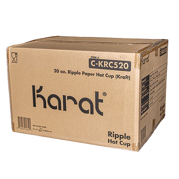 KARAT BY LOLLICUP Ripple Hot Cups, 20 oz, Paper, Kraft/White, 500/Carton (KRTCKRC520) thumbnail 4