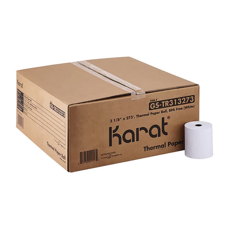 KARAT BY LOLLICUP Thermal Paper Rolls, 3.13" x 273 ft, White, 50/Carton (KRTGSTR313273) thumbnail 4