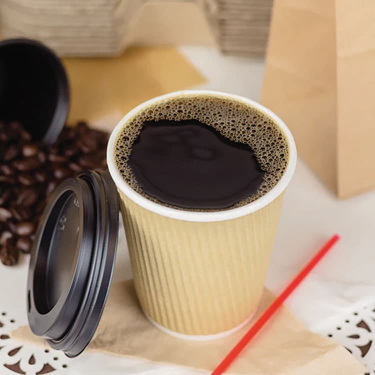 KARAT BY LOLLICUP Ripple Hot Cups, 8 oz, Paper, Kraft/White, 500/Carton (KRTCKRC508) thumbnail 4