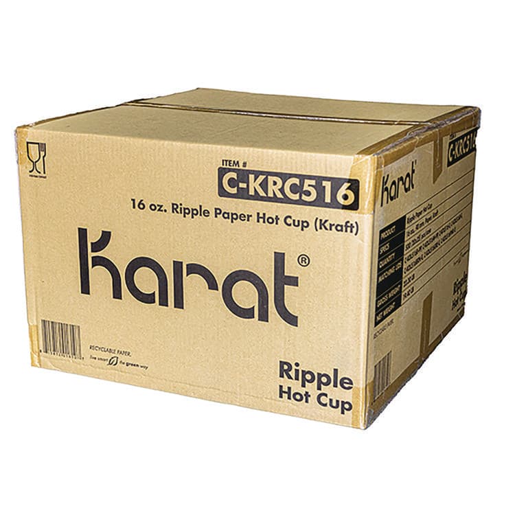 KARAT BY LOLLICUP Ripple Hot Cups, 16 oz, Paper, Kraft/White, 500/Carton (KRTCKRC516) thumbnail 4