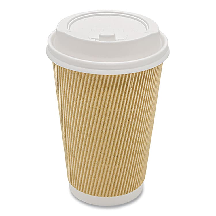 KARAT BY LOLLICUP Ripple Hot Cups, 16 oz, Paper, Kraft/White, 500/Carton (KRTCKRC516)