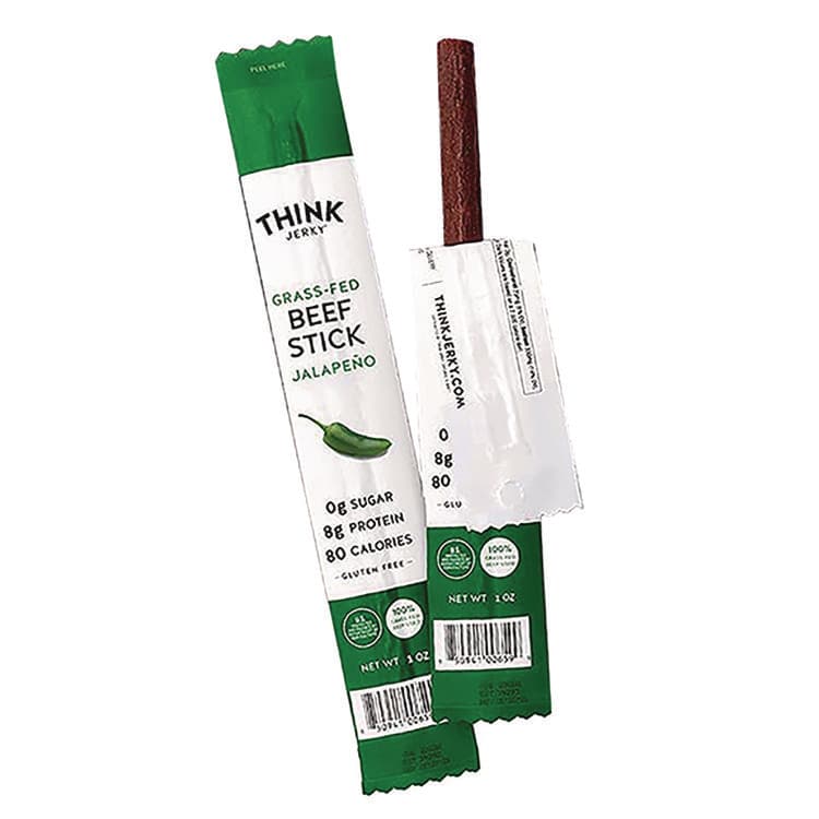THINK JERKY, LLC Jalapeno 100% Grass-Fed Beef Sticks, 1 oz Individually Wrapped Sticks, 20/Carton (GRR33700003) thumbnail 4