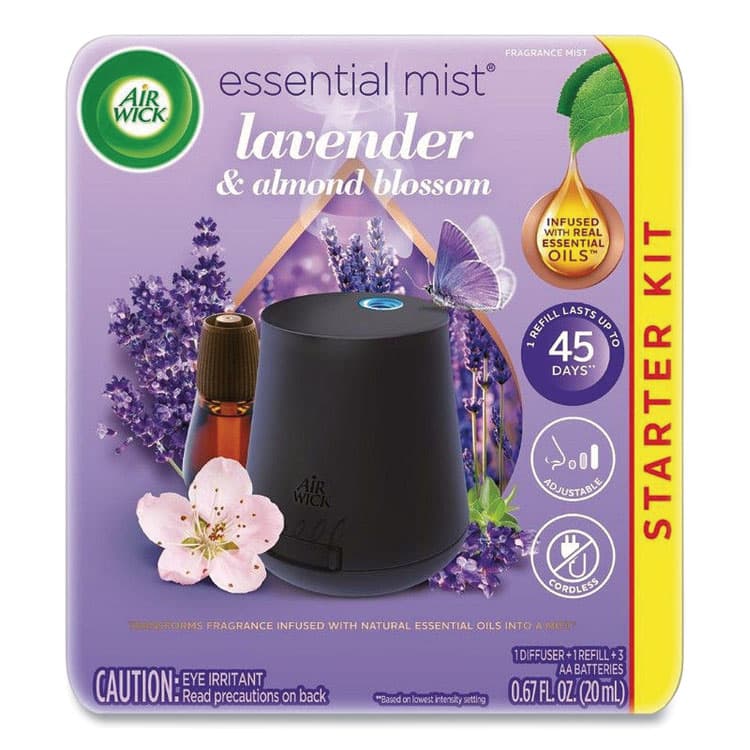 RECKITT BENCKISER Essential Mist Starter Kit, Lavender and Almond Blossom, 0.67 oz. Bottle (RAC98576KT)