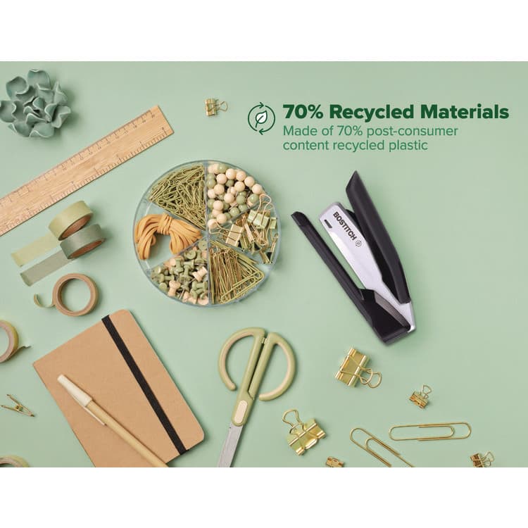 STANLEY BOSTITCH inPOWER+28 Executive One-Finger 3-in-1 Eco-Friendly Desktop Stapler, 28-Sheet Capacity, Black/Silver (ACI1110) thumbnail 3