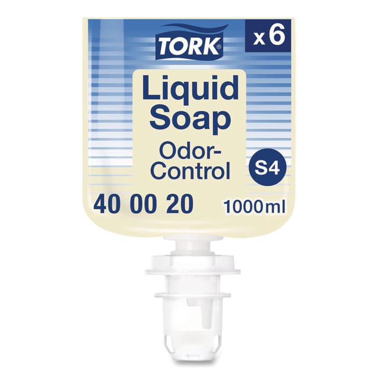 SCA TISSUE Odor-Control Hand Soap Liquid S4 Refill, Perfume-Free, 1 L, 6/Carton (TRK400020)