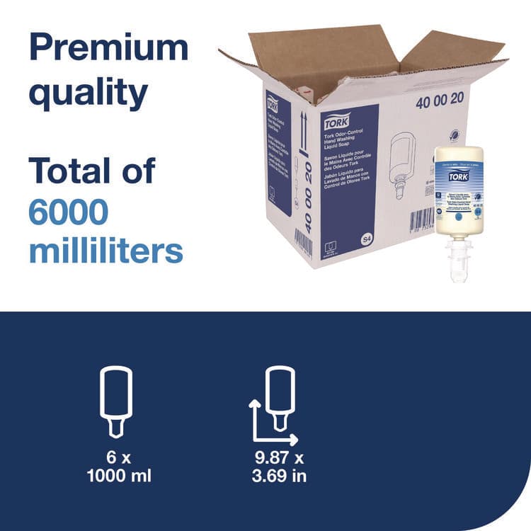 SCA TISSUE Odor-Control Hand Soap Liquid S4 Refill, Perfume-Free, 1 L, 6/Carton (TRK400020) thumbnail 2
