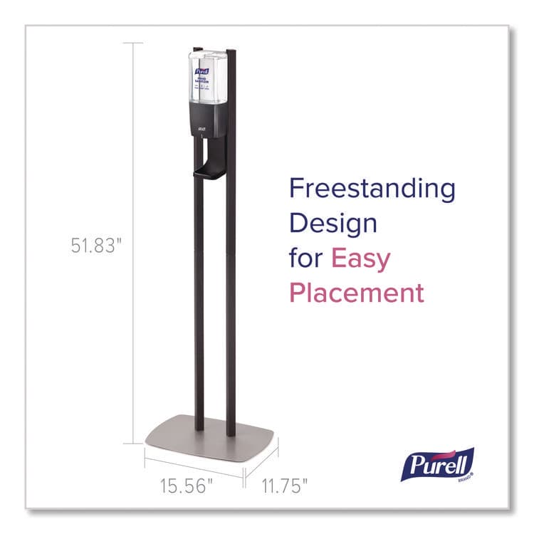 GO-JO INDUSTRIES ES10 Dispenser Floor Stand with Automatic Hand Sanitizer Dispenser, 15.56 x 11.75 x 51.82, Graphite (GOJ8214DS) thumbnail 3