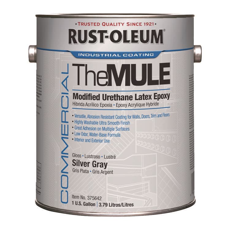RUST-OLEUM CORPORATION Commercial The MULE (Modified Urethane Latex Epoxy), Interior/Exterior, Gloss Silver Gray, 1 gal Bucket/Pail, 2/Carton (RST375642) thumbnail 2