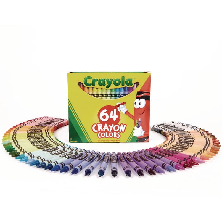 BINNEY & SMITH / CRAYOLA Classic Color Crayons, Classic Flip-Top Box with Built-In Sharpener, Regular Size, 0.31" x 3.63", 64 Assorted Colors, 64/Pack (CYO52064D) thumbnail 2