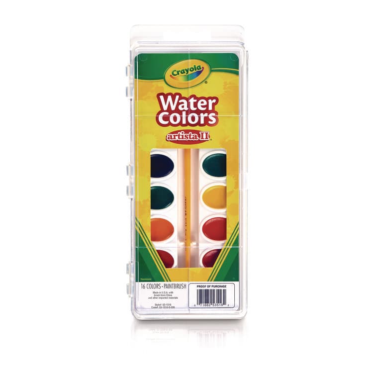 BINNEY & SMITH / CRAYOLA Artista II Washable Watercolor Set, 16 Assorted Colors, Palette Tray (CYO531516) thumbnail 2