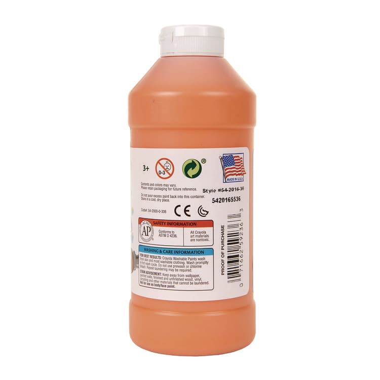 BINNEY & SMITH / CRAYOLA Washable Paint, Orange, 16 oz Bottle (CYO542016036) thumbnail 2