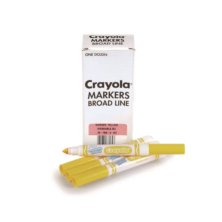 BINNEY & SMITH / CRAYOLA Broad Line Washable Markers, Broad Bullet Tip, Yellow, 12/Box (CYO587800034) thumbnail 3