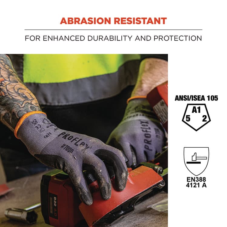 ERGODYNE CORPORATION ProFlex 7000 Nitrile-Coated Gloves Microfoam Palm, EN388: 4121A, 9" Long, X-Small, Gray, Pair (EGO10371) thumbnail 3