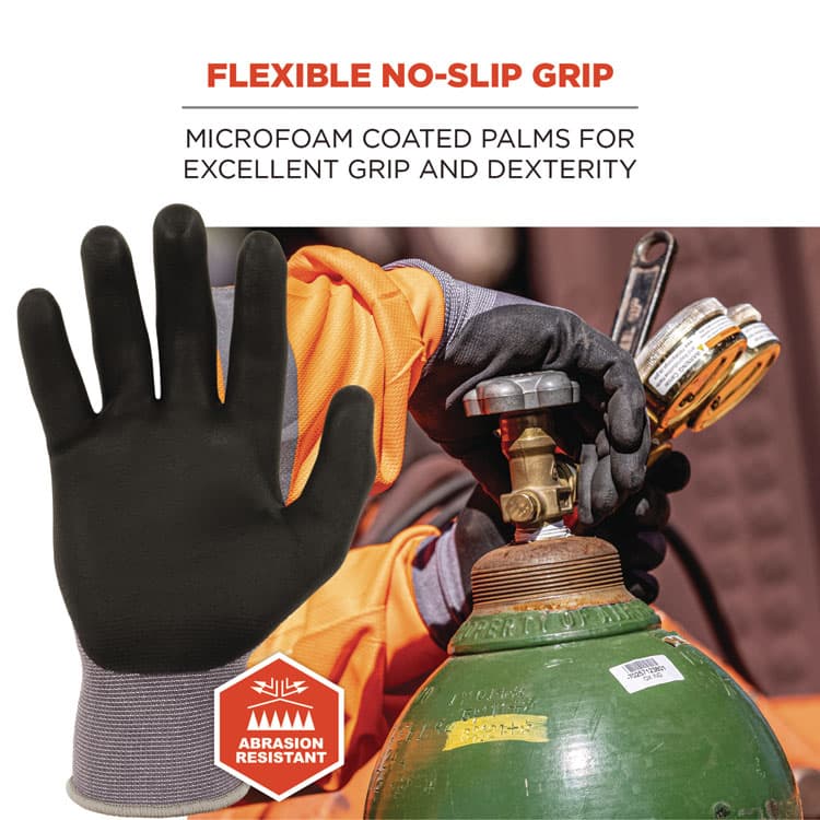 ERGODYNE CORPORATION ProFlex 7000 Nitrile-Coated Gloves Microfoam Palm, EN388: 4121A, 9" Long, X-Small, Gray, Pair (EGO10371) thumbnail 4