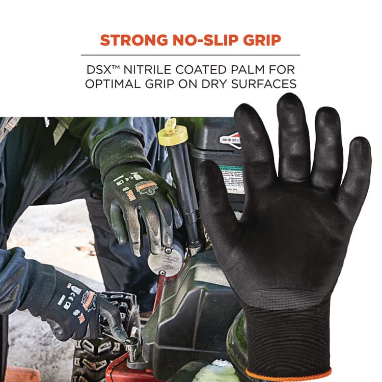 ERGODYNE CORPORATION ProFlex 7001 Nitrile-Coated Gloves, EN388: 4121X, 8.25" Long, X-Small, Black, Pair (EGO17951) thumbnail 3