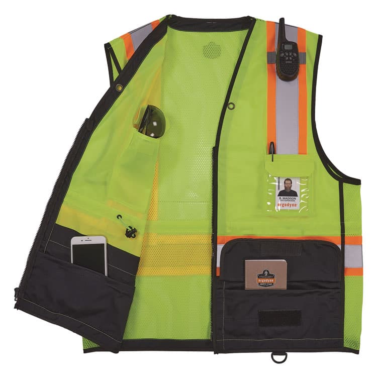 ERGODYNE CORPORATION GloWear 8251HDZ Class 2 Two-Tone Hi-Vis Safety Vest, 2X-Large to 3X-Large, Lime (EGO23037) thumbnail 2