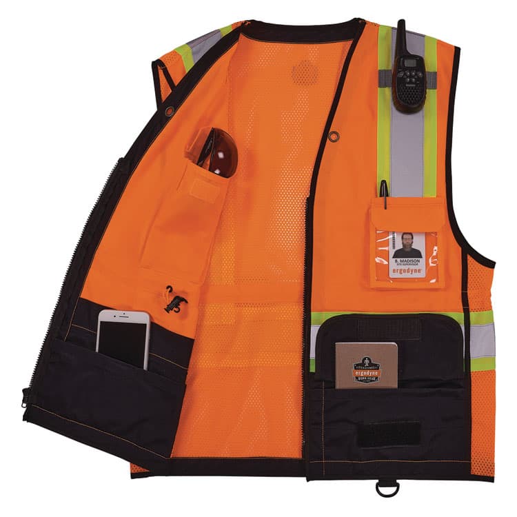 ERGODYNE CORPORATION GloWear 8251HDZ Class 2 Two-Tone Hi-Vis Safety Vest, 2X-Large to 3X-Large, Orange (EGO23047) thumbnail 2