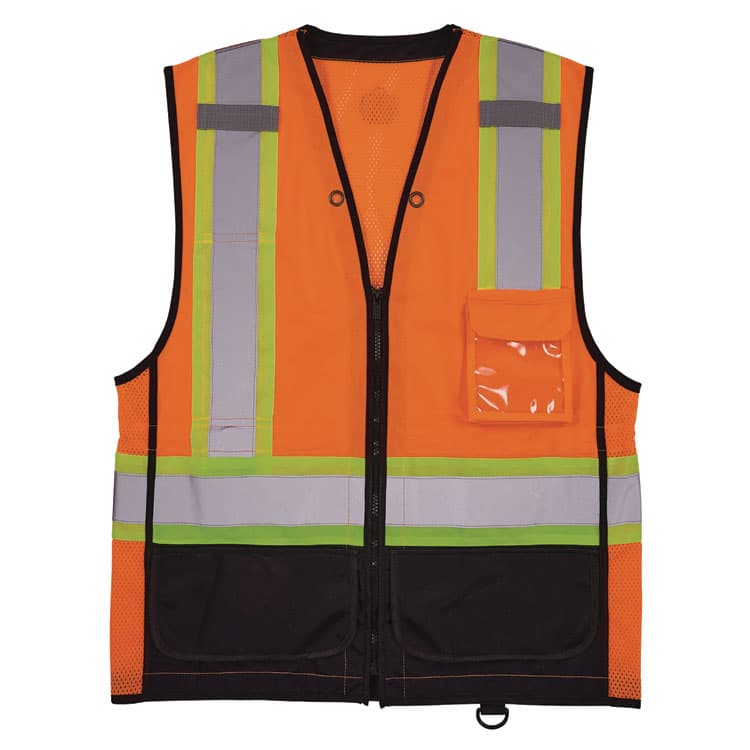 ERGODYNE CORPORATION GloWear 8251HDZ Class 2 Two-Tone Hi-Vis Safety Vest, 4X-Large to 5X-Large, Orange (EGO23049)