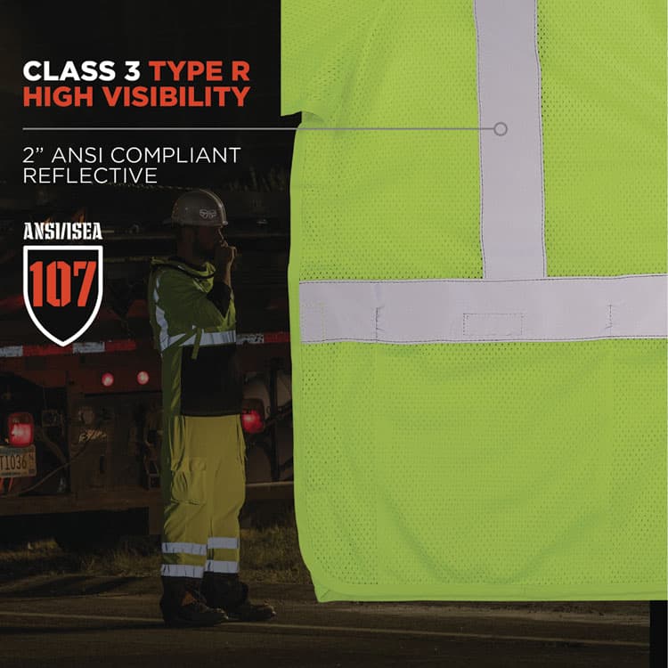 ERGODYNE CORPORATION GloWear 8315BA Class 3 Hi-Vis Breakaway Safety Vest, 4X-Large to 5X-Large, Lime (EGO23059) thumbnail 3