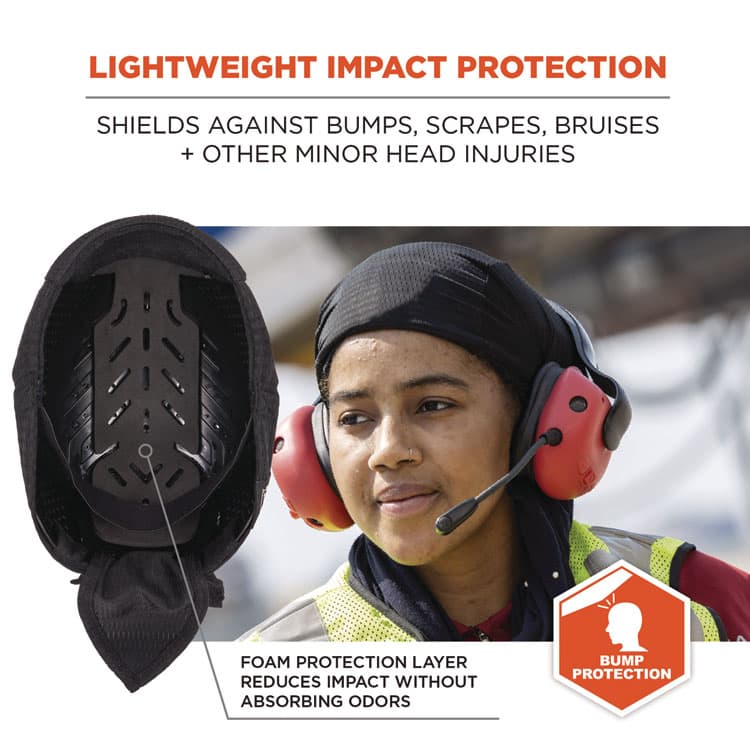 ERGODYNE CORPORATION Skullerz 8948 Mesh Do Rag Bandana and Bump Cap Insert, Black (EGO23468) thumbnail 3