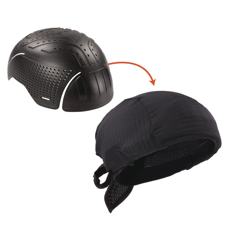 ERGODYNE CORPORATION Skullerz 8948 Mesh Do Rag Bandana and Bump Cap Insert, Black (EGO23468)