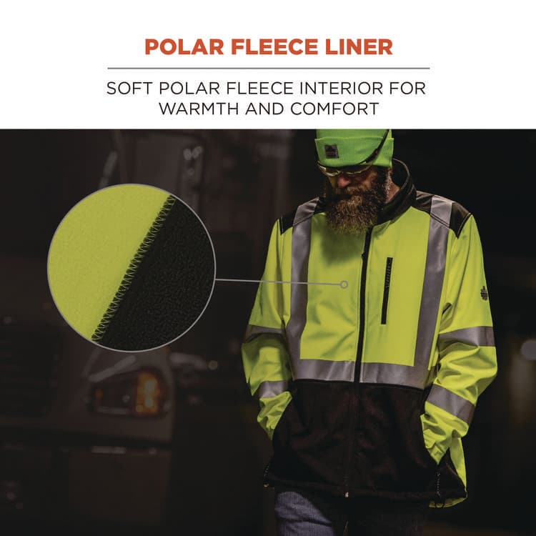 ERGODYNE CORPORATION GloWear 8353 Class 3 Hi-Vis Softshell Water-Resistant Jacket, 3X-Large, Lime (EGO23527) thumbnail 4
