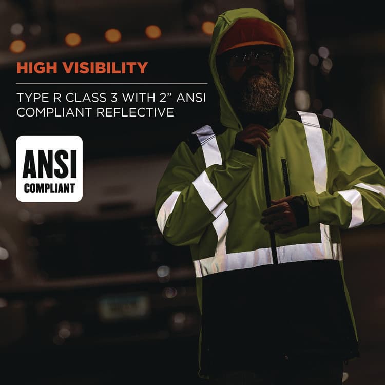 ERGODYNE CORPORATION GloWear 8353 Class 3 Hi-Vis Softshell Water-Resistant Jacket, 4X-Large, Lime (EGO23528) thumbnail 3