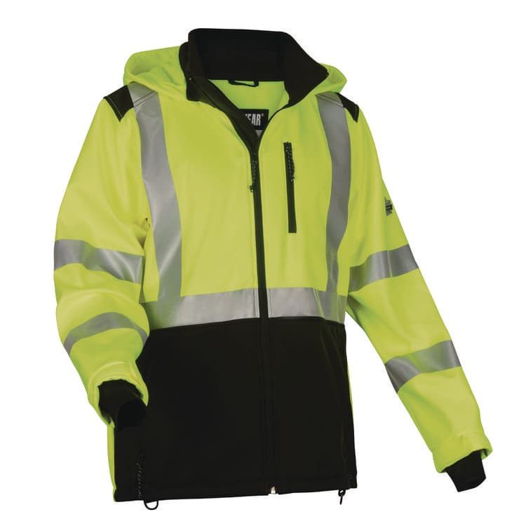 ERGODYNE CORPORATION GloWear 8353 Class 3 Hi-Vis Softshell Water-Resistant Jacket, 4X-Large, Lime (EGO23528)