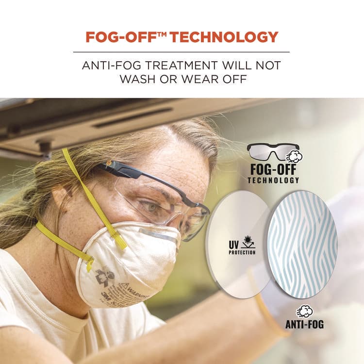 ERGODYNE CORPORATION Skullerz DELLENGER Anti-Fog Safety Glasses with Adjustable Temples, Matte Black Half Frame, Clear Single Lens (EGO50061) thumbnail 3