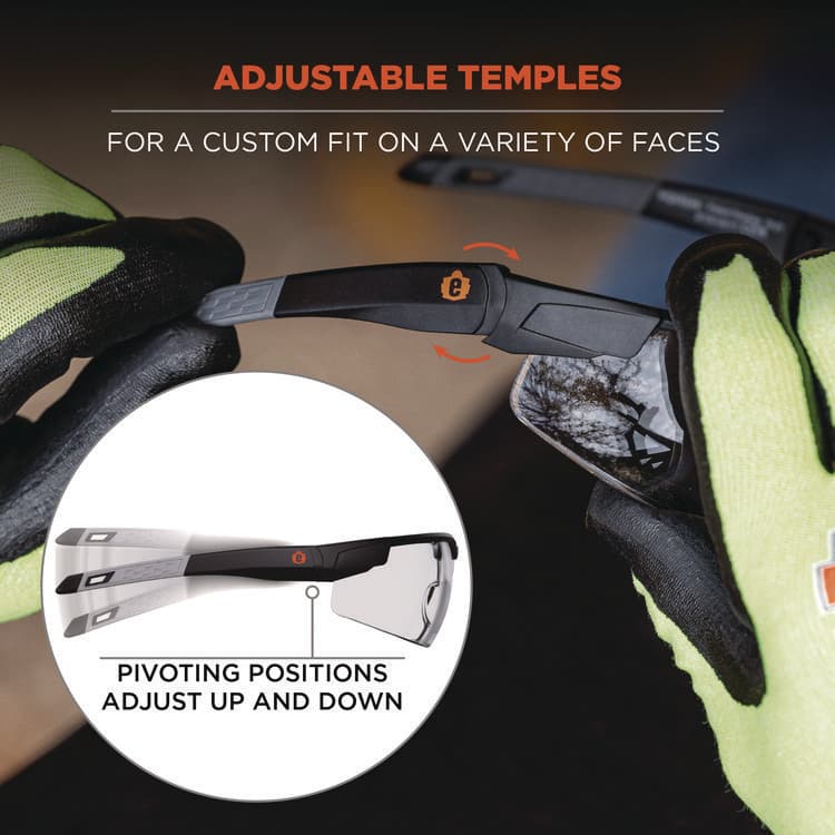 ERGODYNE CORPORATION Skullerz DELLENGER Anti-Fog Safety Glasses with Adjustable Temples, Matte Black Half Frame, Clear Single Lens (EGO50061) thumbnail 4