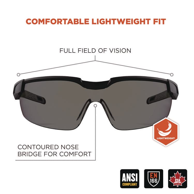 ERGODYNE CORPORATION Skullerz DELLENGER Safety Glasses with Adjustable Temples, Matte Black Half Frame, Smoke Single Lens (EGO50062) thumbnail 2