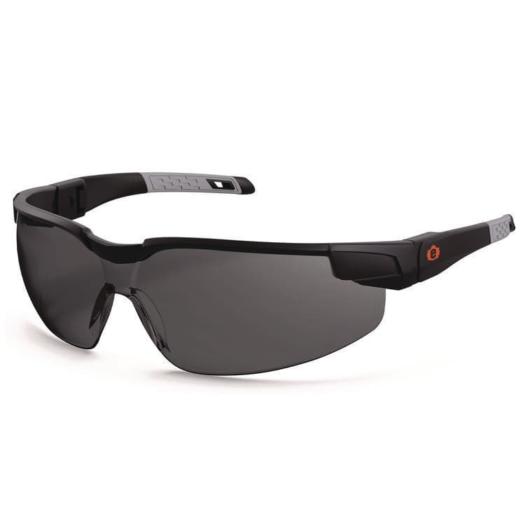 ERGODYNE CORPORATION Skullerz DELLENGER Anti-Fog Safety Glasses with Adjustable Temples, Matte Black Half Frame, Smoke Single Lens (EGO50063)