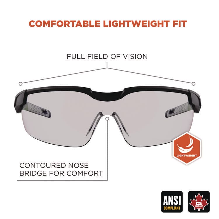 ERGODYNE CORPORATION Skullerz DELLENGER Safety Glasses with Adjustable Temples, Matte Black Half Frame, Clear Single I/O Lens (EGO50064) thumbnail 2