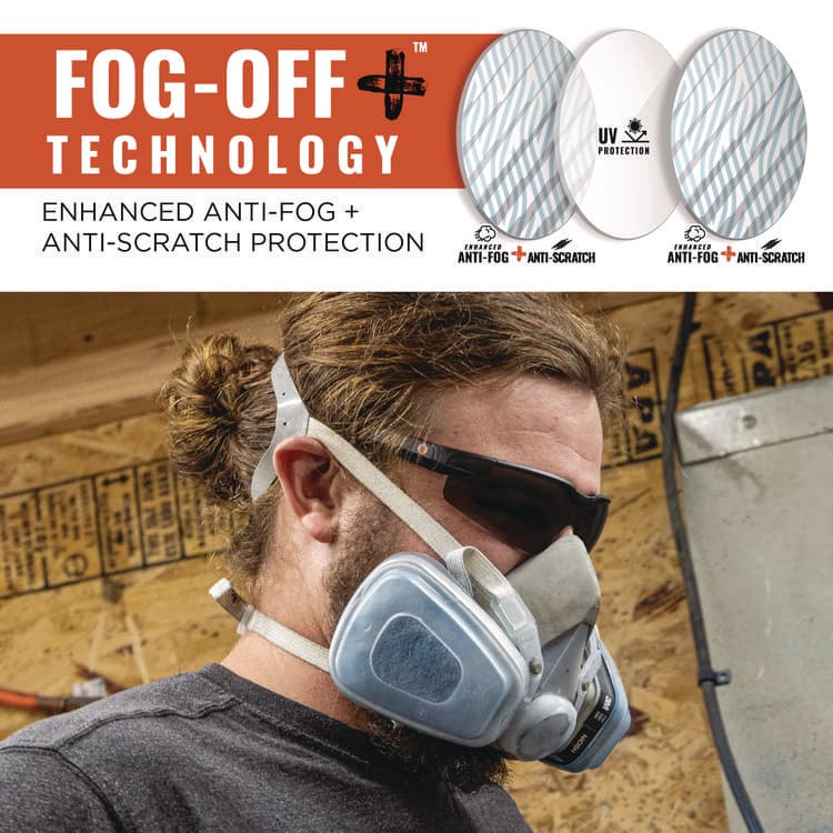 ERGODYNE CORPORATION Skullerz DELLENGER Anti-Scratch Anti-Fog Safety Glasses with Adjustable Temples, Matte Black Half Frame, Smoke Single Lens (EGO50067) thumbnail 3