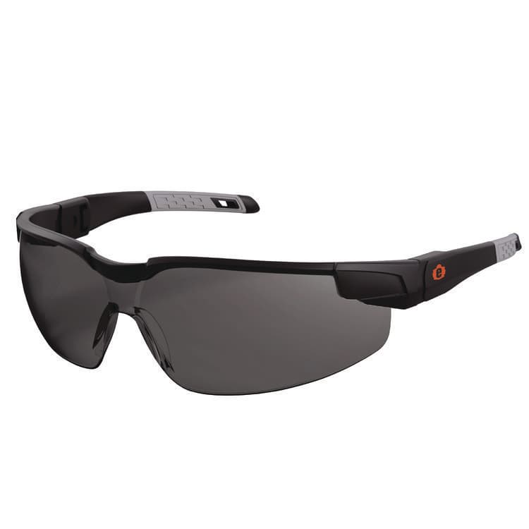 ERGODYNE CORPORATION Skullerz DELLENGER Anti-Scratch Anti-Fog Safety Glasses with Adjustable Temples, Matte Black Half Frame, Smoke Single Lens (EGO50067)
