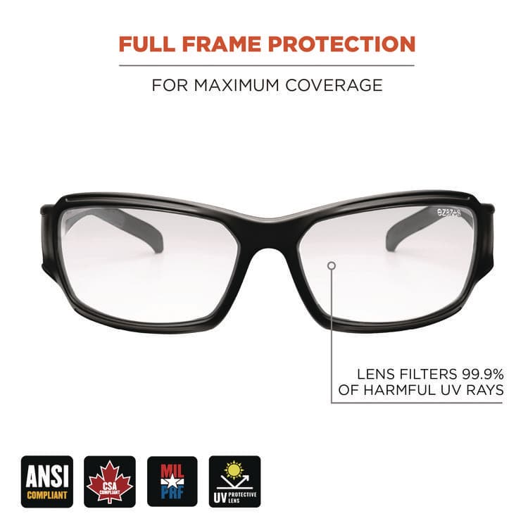 ERGODYNE CORPORATION Skullerz THOR Anti-Scratch Enhanced Anti-Fog Safety Glasses, Matte Black Full Frame, Clear Dual Lens (EGO51005) thumbnail 2