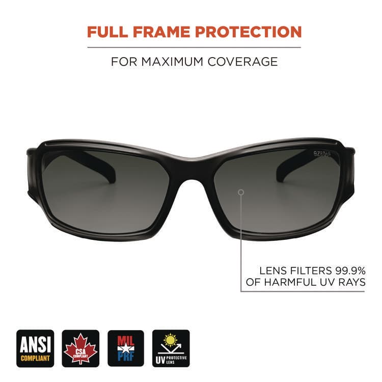 ERGODYNE CORPORATION Skullerz THOR Anti-Scratch Enhanced Anti-Fog Safety Glasses, Matte Black Full Frame, Smoke Dual Lens (EGO51035) thumbnail 2