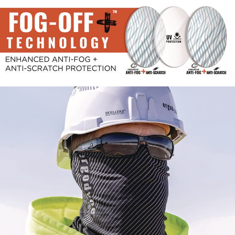 ERGODYNE CORPORATION Skullerz THOR Anti-Scratch Enhanced Anti-Fog Safety Glasses, Matte Black Full Frame, Smoke Dual Lens (EGO51035) thumbnail 3