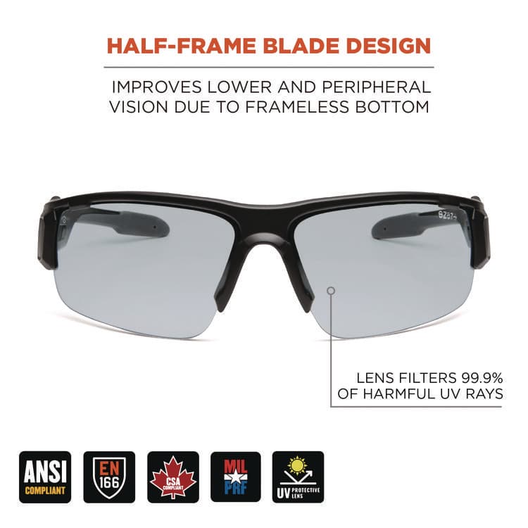 ERGODYNE CORPORATION Skullerz DAGR Anti-Scratch Enhanced Anti-Fog Safety Glasses, Matte Black Half Frame, Clear Dual I/O Lens (EGO52085) thumbnail 2